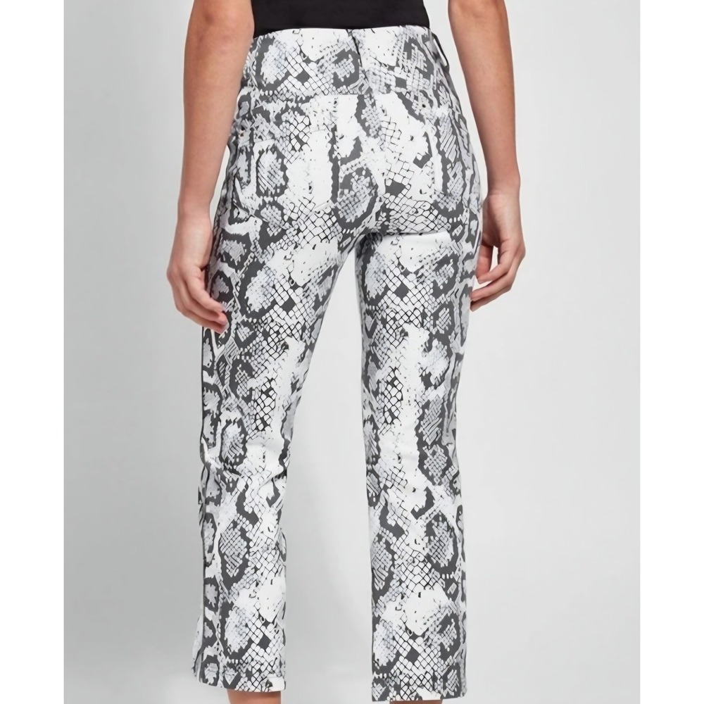 Lysse Snake Print Crop Pants Grey White Metallic Side Stripe Straight Leg 28 - Picture 2 of 10